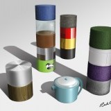 hand-rendered material tubes - Photoshop rendering