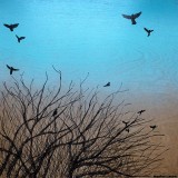Cast of Crows (sold) - 12" X 12", stain and acrylic on cradled wood artist panel